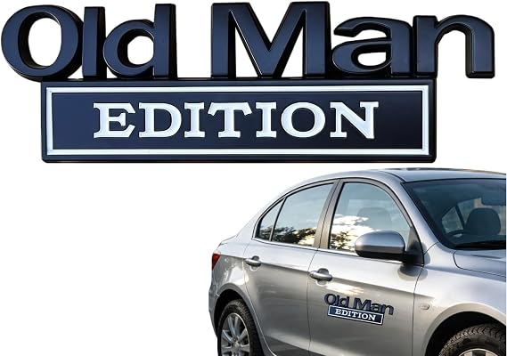 Old Man Edition Car Emblem,Old Man Edition Car Badge,O/ld M/an Ed/ition Car Decals &Stickers,O/ld M/an Addition Emblem for Car Truck,SUV,Motorcycle,Easy Peel &Installation Cars Stickers(Black&White)