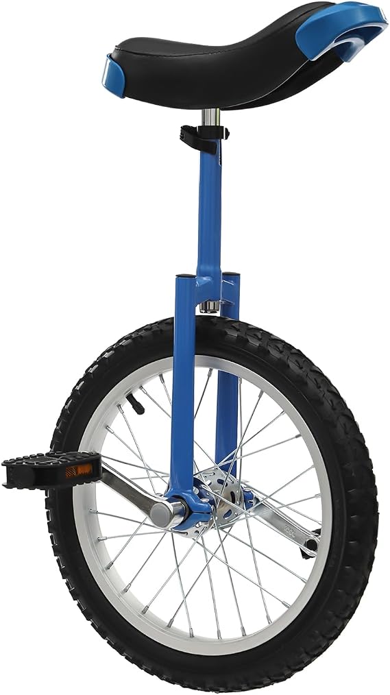 Unicycle for Adults, 16 Inch Wheel Unicycle with Steel Rim and Pedals, Height Adjustment 28-32inch, 110lbs Load Capacity Blue, Black