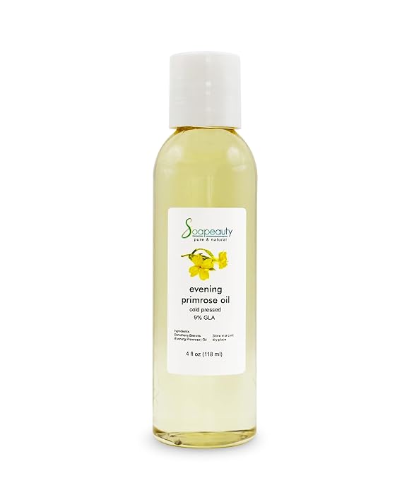 Soapeauty Evening Primrose Oil | 100% Pure Virgin Cold Pressed | Carrier Oil for Essential Oils | Face, Skin & Hair Moisturizer | Natural Body & Massage Oil | 4 fl oz