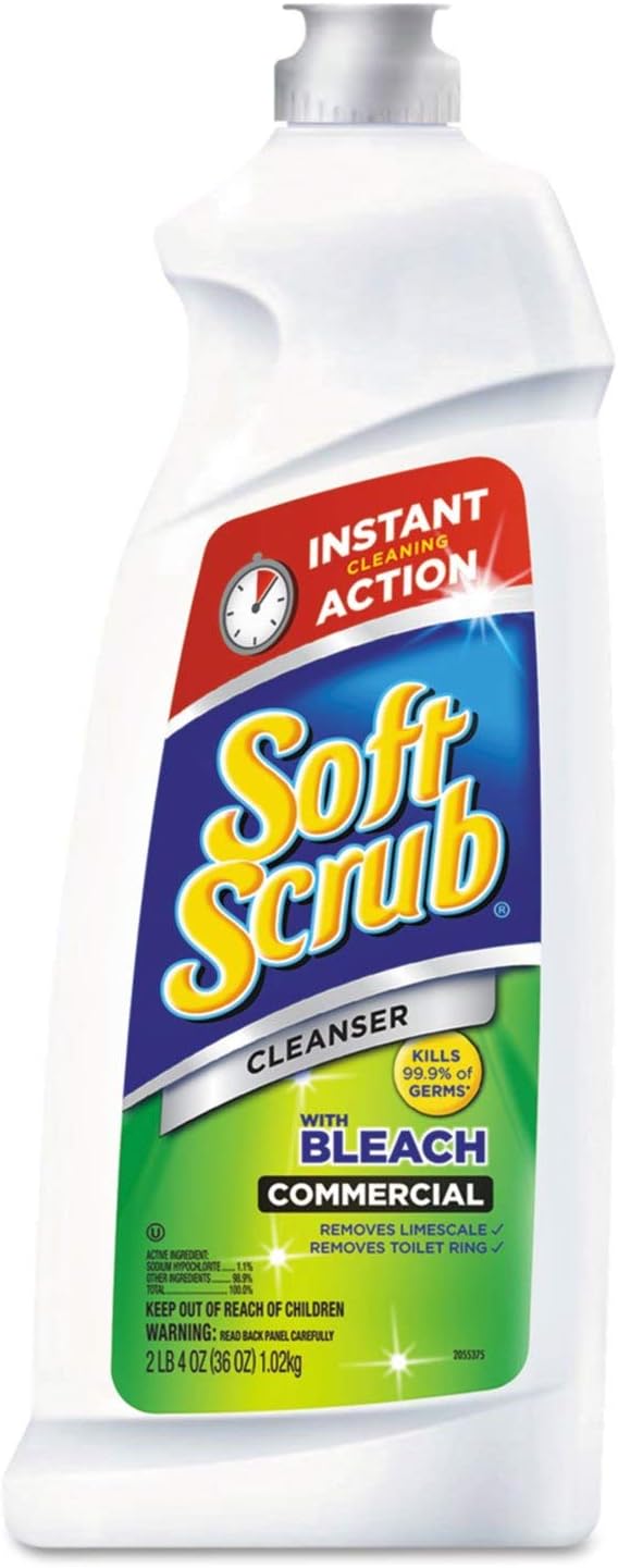 Soft Scrub 15519CT Soft Scrub Cleanser, w/Bleach, Antibacterial, 36oz, 6/CT | w/Bleach, Antibacterial