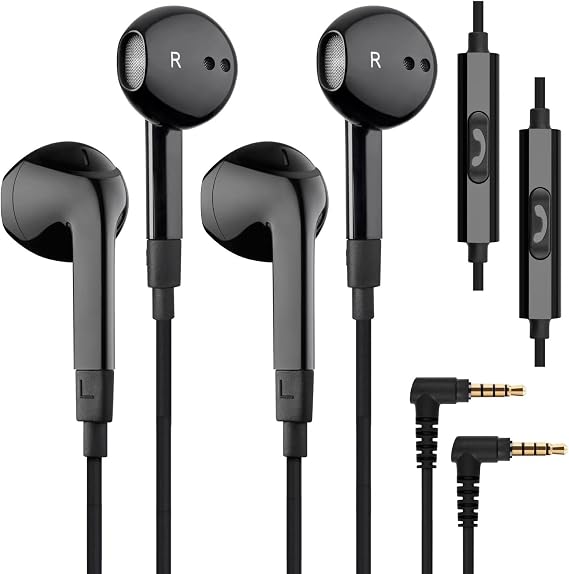LUDOS FEROX 2 Pack Wired Earbuds in-Ear Headphones, Earphones with Microphone, Noise Isolation for 3.5mm Jack Ear Buds for iPhone, Samsung, Computer, Laptop, Kids, School Students