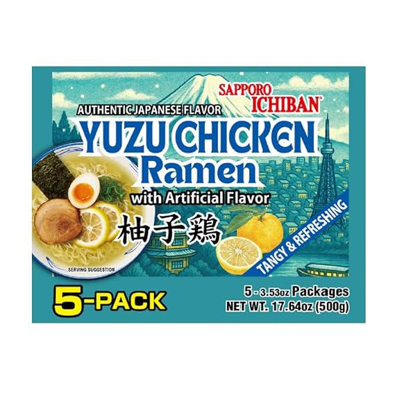 Sapporo Ichiban Yuzu Chicken Ramen, 5 Pack, 17.64 Oz