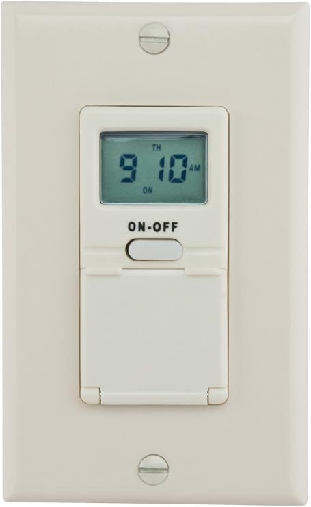 Reliance Controls Corporation WE7000A Digital 7-Day In-Wall Timer with Back Up Battery, Light Almond