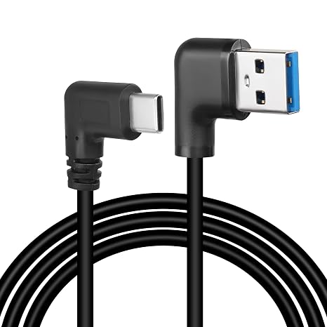 GELRHONR Right Left Angle USB Type C Cable, 90 Degree 18W Fast Charging USB A to USB C Cable (Black-Right-1M)