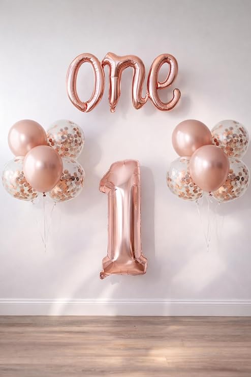 1 Yaş Doğum Günü Parti Kutlama Seti (Rose Gold)
