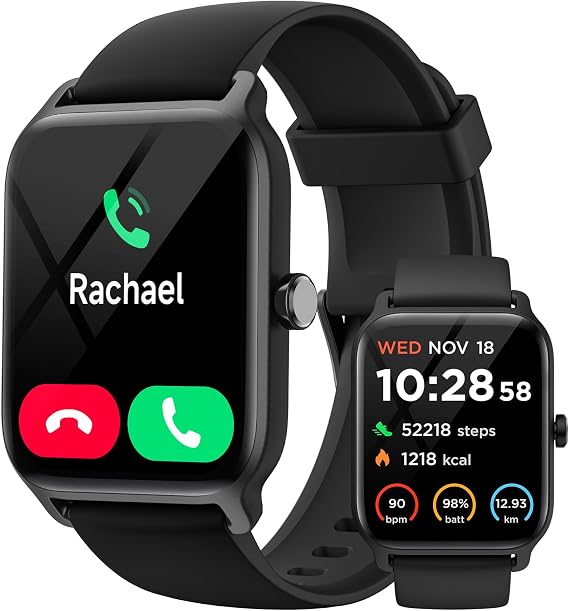 Smartwatch Men Women with Phone Function Alexa Built-in 1.8 Inch Fitness Watch Men with 100+ Sports Modes Heart Rate Monitor SpO2 Sleep Monitor IP68 Waterproof Pedometer Watch Sports Watch for Android/iOS