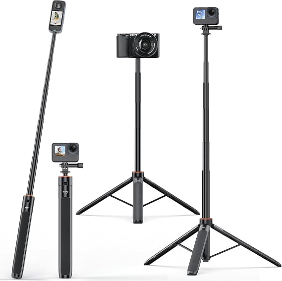 UURig TP21 54 inç Teleskopik Selfie Çubuğu Uzun Tripod, Insta360 X5/X4 ACE PRO için Su Geçirmez El Tutacağı, DJI Osmo Action 5Pro/4/3, GoPro Hero 13 12 11 10 9, Insta360 Ace Pro
