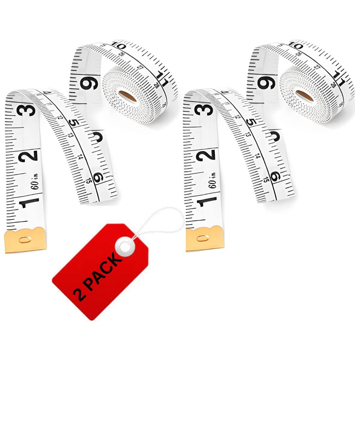2 Pack Winice Dual Sided Measuring Tape | Perfect to Measure Body | Sewing Tape/Ruler | Durable and Flexible Fiber Glass Material | 60 Inches |150 Centimetres | White Colour White (2 Pack)
