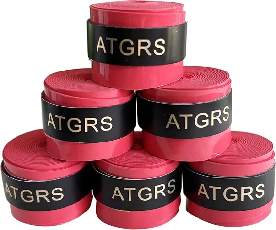 Tennis Racket Grip,Tacky Tennis Overgrips Tape Absorb Moisture Badminton Handle Tape Frosted Anti-Slip Overgrip for Tennis Racquet Badminton Racquet Pickleball Overgrip 6 Pack (Tracky-Red)