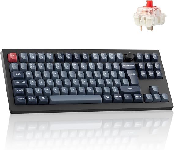 Keychron V3 Max TKL Wireless Mechanical Keyboard - 87 Keys Hot-Swappable Gateron Red Switch, QMK RGB Bluetooth/2.4 GHz, Compatible with Mac Windows Linux for Office & Gaming (UK Layout) - Black