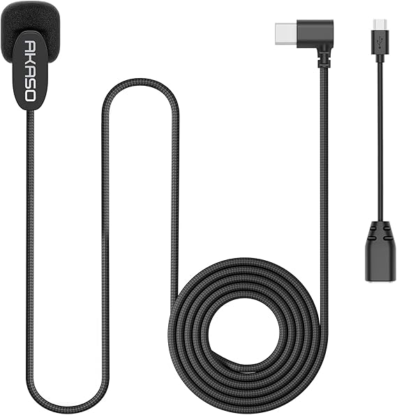 AKASO External Microphone for EK7000/EK7000 Pro/Brave 4 Action Camera | Compatible with AKASO Brave 7/Brave 7 LE/Brave 4 Pro/ V50X/ V50 Elite Action Camera with a Type-C to Micro USB OTG Cable