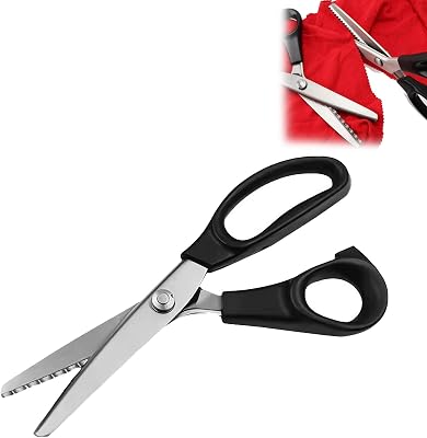 Pinking Shears for Fabric Cutting, Comfort Grips Handheld, Professional Dressmaking Sewing Craft Zig Zag Cut Scissors, Craft Scissors Decorative Edge Paper,for Many Kinds of Fabrics and Paper Black