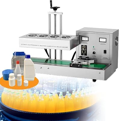 2200W Continuous Sealer Automatic Aluminum Foil Sealing Machine,Electromagnetic Induction Bottle Cap Sealer, for Plastic and Glass Bottles 20-300mm High,Diameter60-130mm
