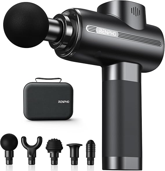 RENPHO Active Massage Gun for Deep Tissue Relaxation,5 Speeds & Heads,Black