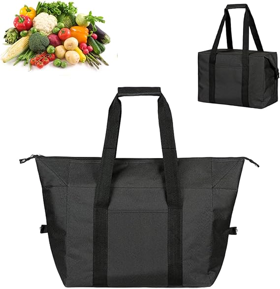 Foldable 20L Cooler Bag with Hard Liner, Insulated Shopping Bags for Frozen Food, Large Lunch Bag, Portable Leakproof Thermal Picnic Bag for Beach, Camping, BBQ, Outdoor Activities,School & Work