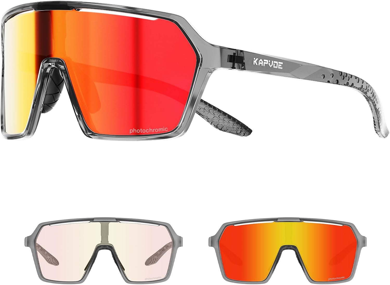 KAPVOE Photochromic Cycling Glasses Men Mountain Bike Glasses Women Clear MTB Sports Sunglasses Bicycle Triathlon Running