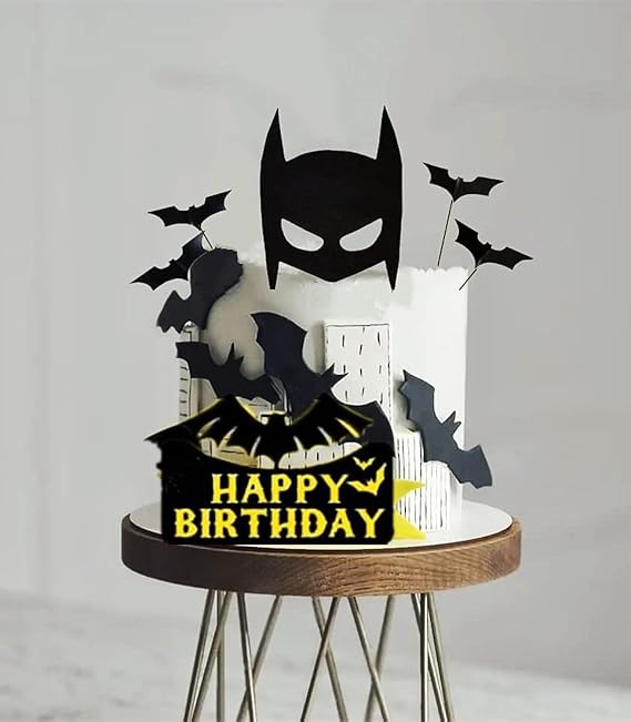 Superhero Cake Topper Bat Cake Decor Happy Birthday Decorations