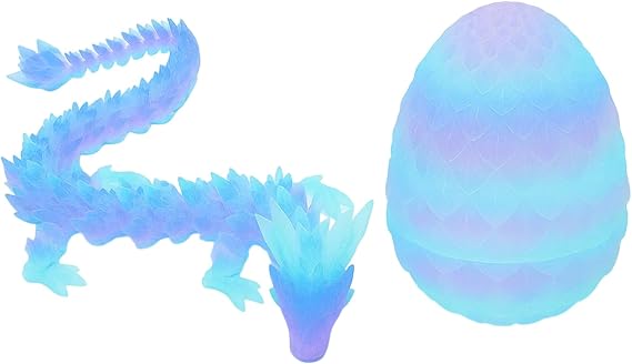 KFSCIP Luminous 3D Printed Dragon, 30cm Glow in The Dark Dragon with Egg, 3D Printed Gift Suitable for Fantasy Lovers, Office Desk Decor, Sensory Toy for Autism/ADHD