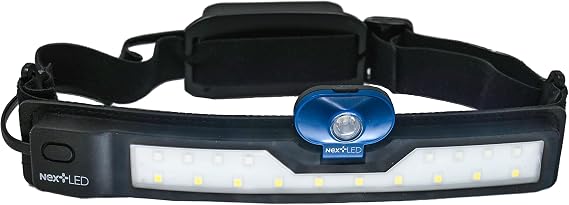 NextLED NT-6598 Multi-Function, Rechargeable Wide Beam Headlamp, Hard Hat Light/Spot/Safety, 3 Lights in 1, 500 Lumen, 210 Illumination, USB C Rechargeable Headlamp, Light Band Headlamp, IP-54
