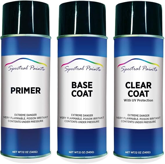 Spectral Paints Compatible/Replacement for Honda B586P Dyno Blue Pearl Ii 12 oz. Aerosol Primer Spray Paint and Clear Coat