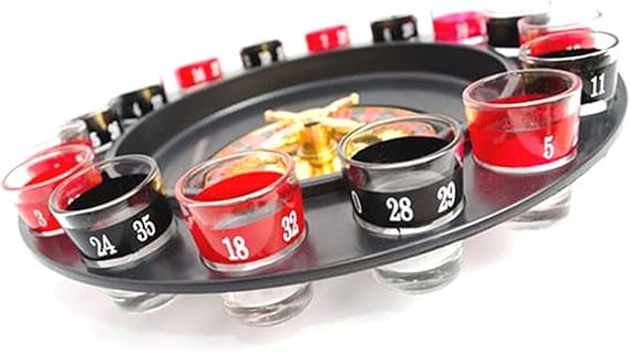 Shot Glass Roulette - Drinking Game Set (2 Balls and 16 Glasses)