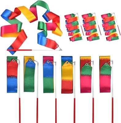 Tuko 9pcs Rhythmic Dance Ribbons Stremer Training Equipment for Artistic Dancing Gymnastics, Kids Dancing, Talent Shows