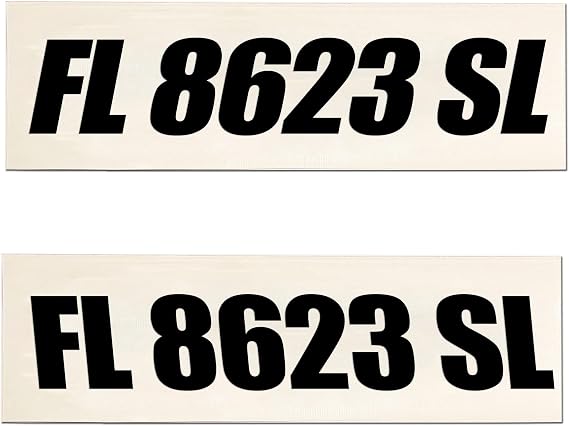 Boat Registration Hull Numbers Vinyl Decal Sticker Set | Racing Tracker Style 772