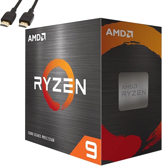 AMD Ryzen 9 5900X 12 Cores, 24 Threads 3.7GHz 64MB Unlocked Desktop Gaming Processor - 7nm, 5th Gen, 4.8GHz Max Boost Clock CPU - 100-100000061WOF - BROAGE HDMI Cable - 1 Pack