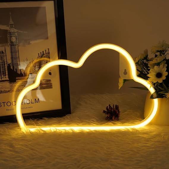 Cloud Neon Signs & Lights for Wall Decor, Warm White LED Night Light, Home Art for Bedroom, Bar, Party, Birthday Gift