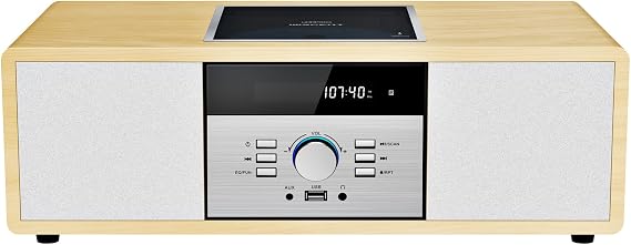 Mini Compo Set Combo CD Player, Vintage Style HiFi Stereo System with Retro, Bluetooth, FM Stereo, USB MP3 Playback, AUX Input, Headphone Jack, Compact ONEBODY System for Home Yellow