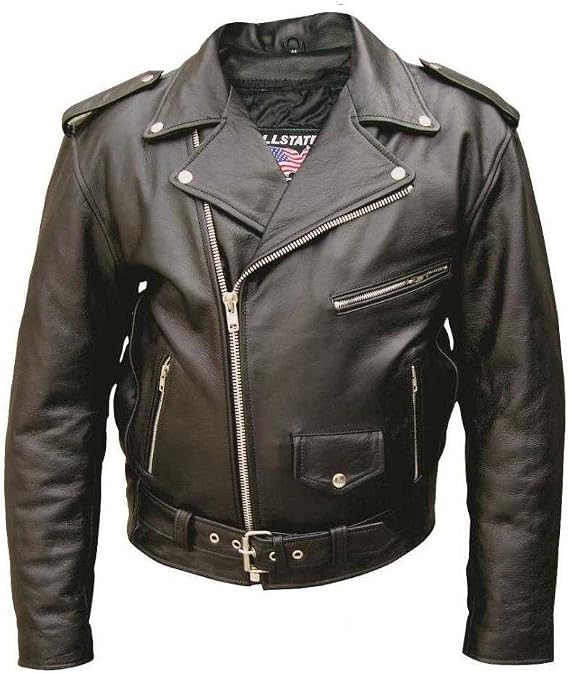 Men's Basic Premium buffalo leather jacket w/ 6 pockets and quilted Lining AL 2010-38