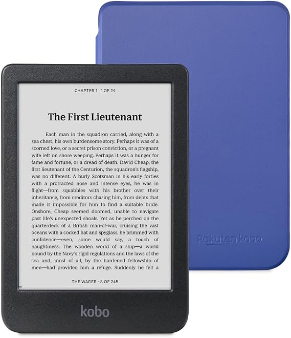 Kobo Clara BW Black eReader & Cobalt Blue SleepCover Bundle | 6 Glare-Free Touchscreen with ComfortLight PRO | Dark Mode Option | Waterproof | Built-in-2-Way Stand Cover