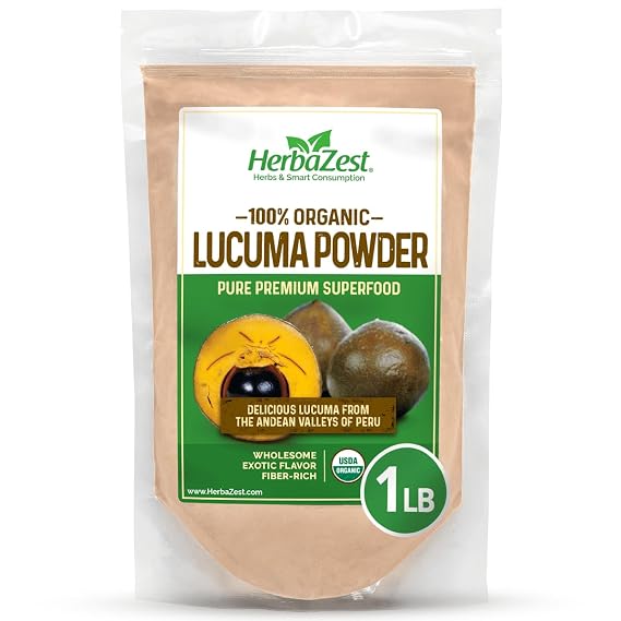 HerbaZest Lucuma Powder, 1 lb USDA Organic, Vegan, Gluten-Free, Delicious