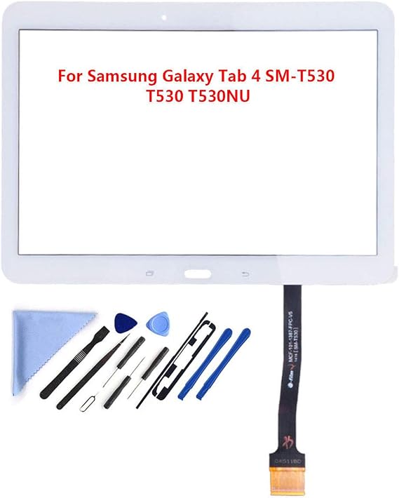 Touch Screen Digitizer for Samsung Galaxy Tab 4 10.1" - Glass Replacement for SM-T530 T531 T535 (Not Include LCD) with Tools + Pre-Installed Adhesive(White)