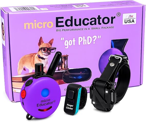 E-Collar ME-300 Micro Remote Dog Training Collar, Purple | 100 Safe Stimulation Levels, Waterproof Rechargeable, 1/3 Mile Range, Night Light & Finger Clicker