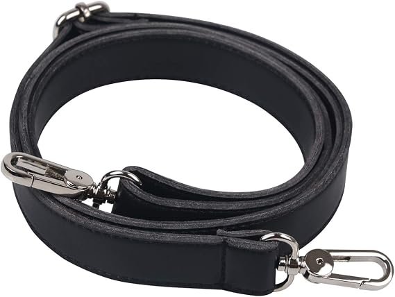 Leather Handbag Strap Replacement Adjustable Bag Straps Belt with Metal Swivel Hooks for DIY Purse and Briefcase 61 inch Black
