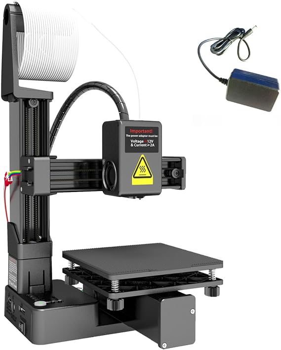 FDM 3D Printer for Beginners, Easy to Use & Quiet with Removable Bed, 100x100x100mm Build Size for Home, Education and Kids Black