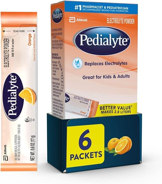 Pedialyte Electrolyte Powder, 0.6 Fl Oz Pouch, 6 Ct