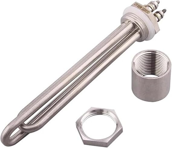 DN25 Immersion Tubular Electric Heater 12V 24V 36V 48V 300W 600W 900W 1200W 1500W 304SS Solar DC 1 inch Water Heating Element(LocknutX accessories,24V_300W)