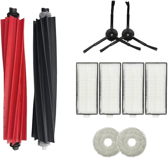 Q Revo Master-Q Revo Slim Roborock ile Uyumlu 1 Ana Fırça 2 Siyah Yan Fırça 4 Filtre 2 Mop