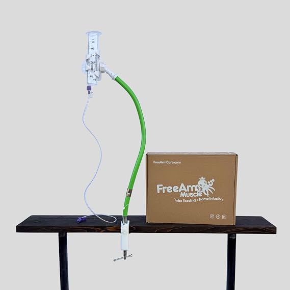Muscle Portable IV Pole for Tube Feeding, Gravity Syringe Feeding, Infusions, and More | Durable & Adjustable Clamp and Flexible Arm for Convenient and Easy Tube Feeding & Infusions | Green