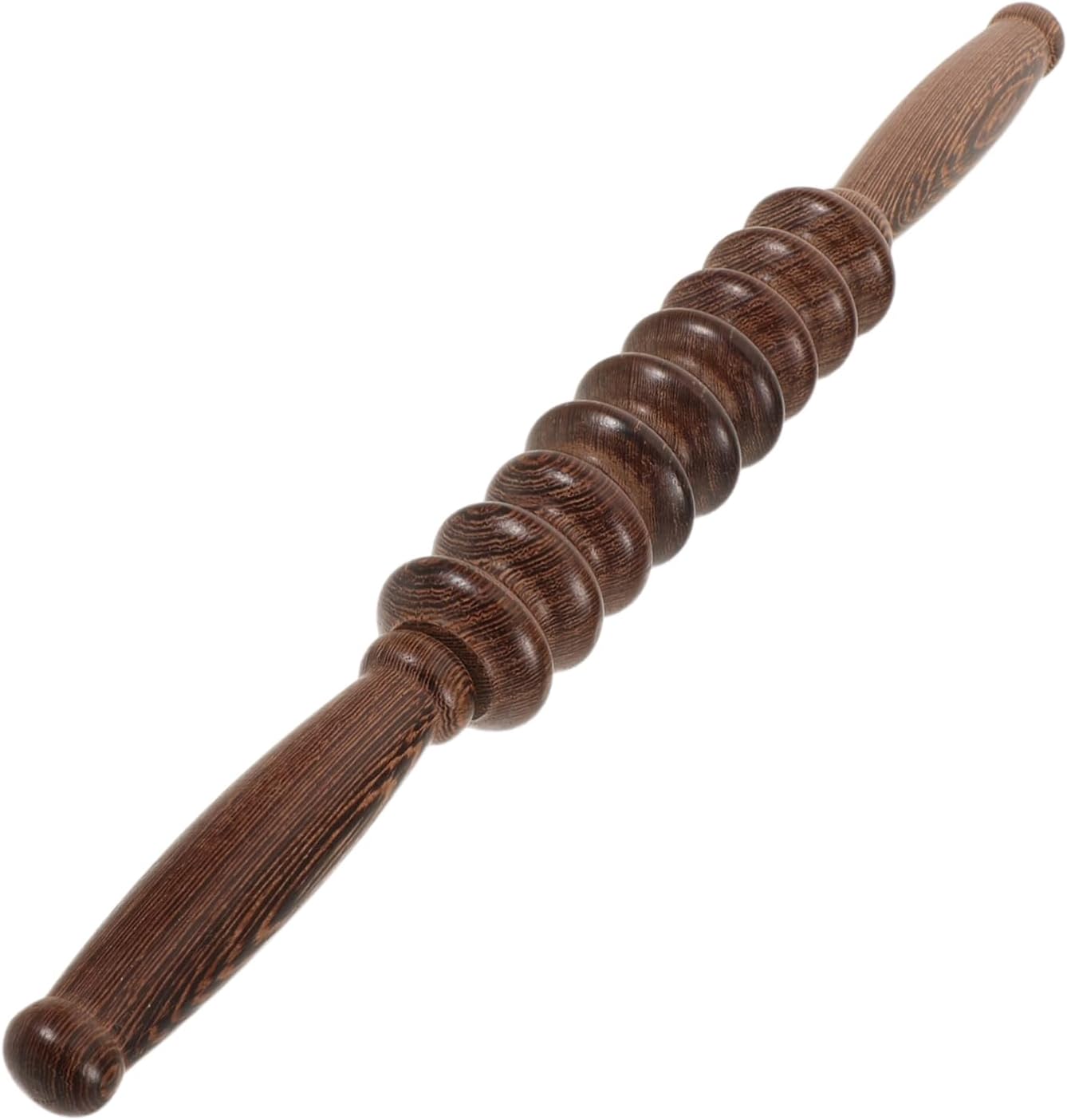 Wooden Massage Roller Stick for Legs and Body, Manual Muscle Roller Stick with 3-Wheel Winged Plum Wood Design, Handheld Deep Tissue Therapy Tool for Home and Travel Use