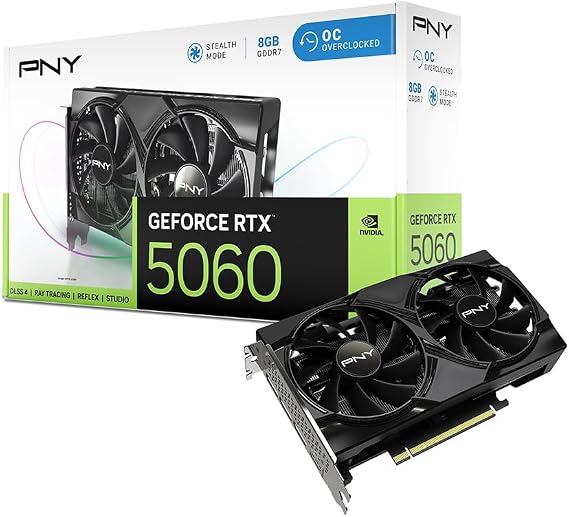 PNY GeForce RTX™ 5060 8GB OC Dual Fan Graphics Card DLSS 4