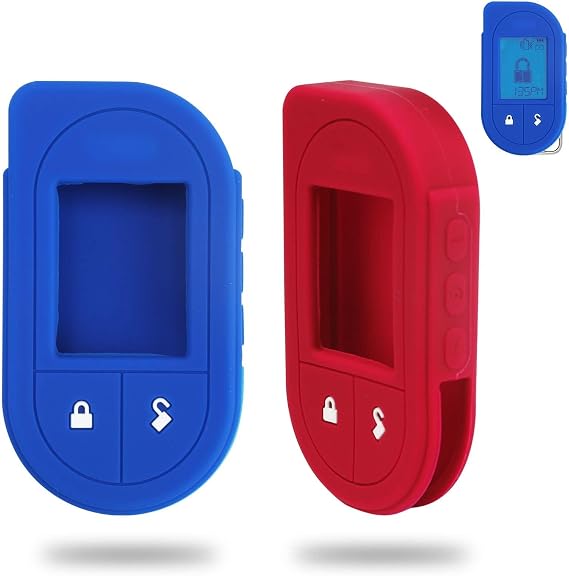 2 Pack Remote Case Cover Compatible with Viper, Durable Silicone Anti-Drop & Dustproof Remote Control Protective Case for Viper 5706, 4706, 7756V, 7351V, 7752V Alarm System (Blue & Red)