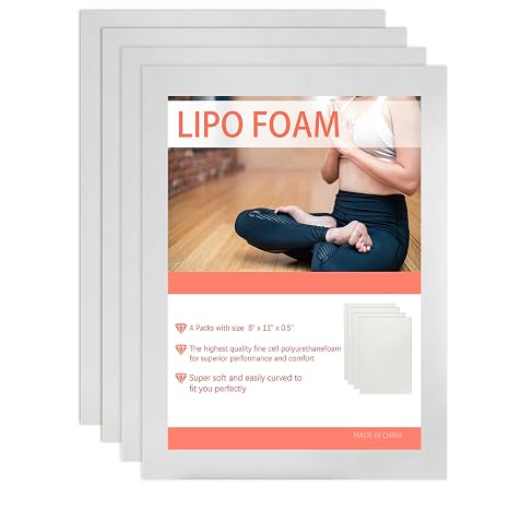 WENSSKKU 4 Pack Lipo Foam Pads Post Surgery Tummy Tuck for Lipo Recovery,Liposuction Surgery Foam Sheet for Recovery 8" X 11"
