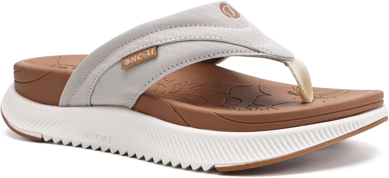 ONCAI Womens Orthotic Cushion Flip Flops Recovery Walking Sandals for Women with Arch Support Summer Comfortable Slip On Flip Flops for Womans Size 6-12