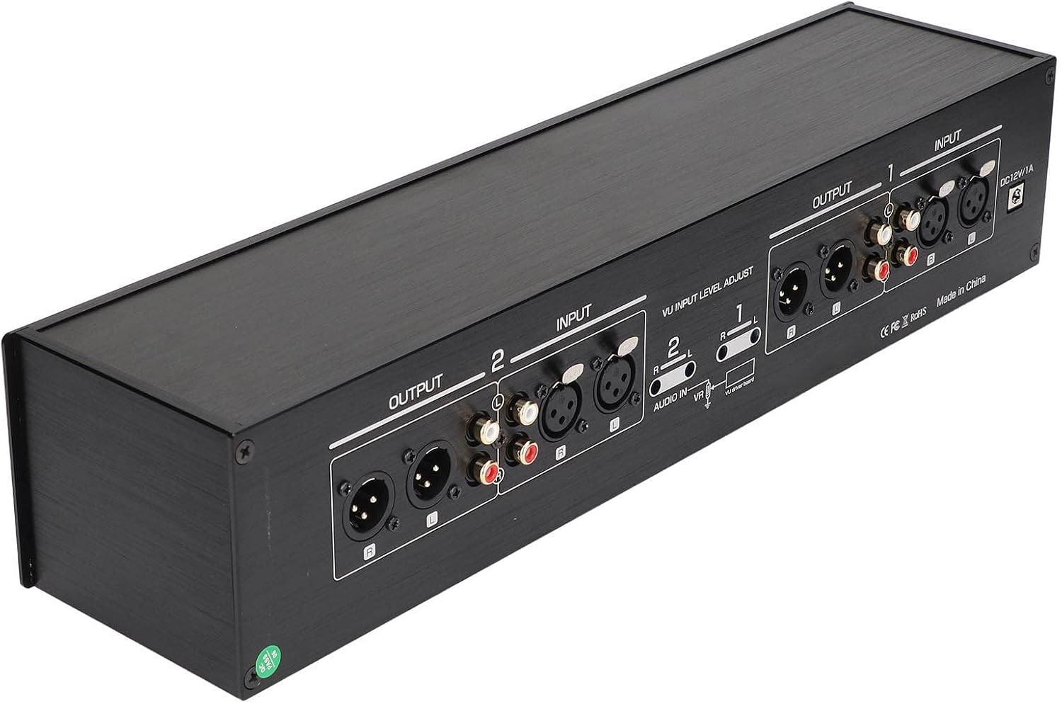 Sound Level Indicator, Shutdown, Data Storage, Standard and Spectrum Mode, 4 Way VU Meter, DC 12V, 1A, with Remote Control for Audio Devices EU Plug