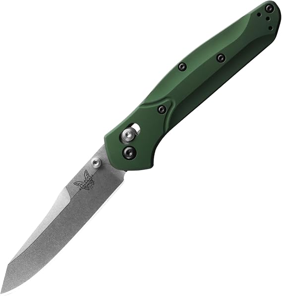 Benchmade 940 Osbone Silver Straight Blade, Green Handle