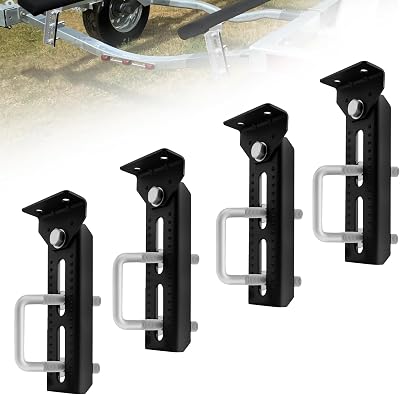 8 Boat Trailer Bunk Brackets Kit Heavy Duty, Galvanized Swivel Top Bunk Bracket Kit for Boat Trailer Crossmember 1.5x3, 2x3, 3x3 Black 4 Pack