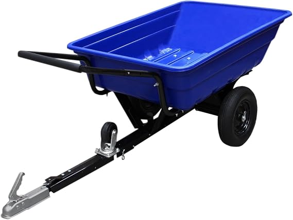 ATV Trailer Garden Transportation Tow Tipping Quad Farm Horses Heavy Duty Tractor Dump Utility Cart Pneumatic Tyres 295kg Blue